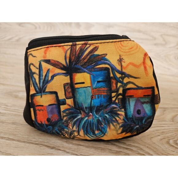 Southwestern Cosmetic Bag Kachinas Trinket Coin Purse Measures approximately 7x5 - Picture 2 of 6